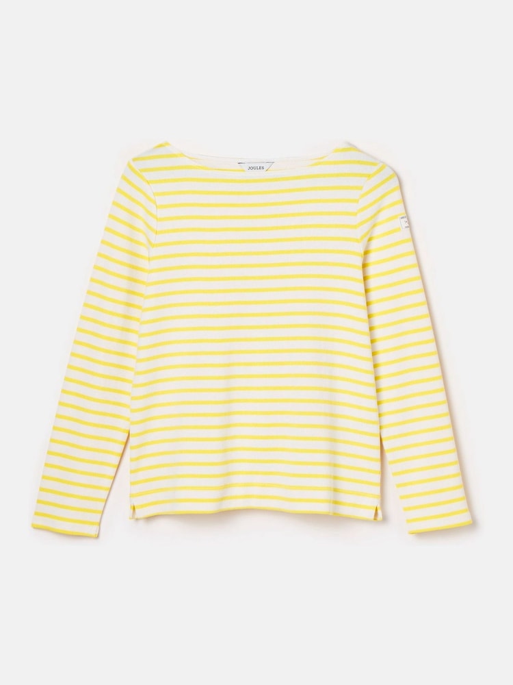 Joules Harbour Yellow/White Boat Neck Breton Top - Image 6 of 6