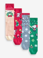 Snoopy Christmas Ankle Socks 4 Pack - Image 1 of 7