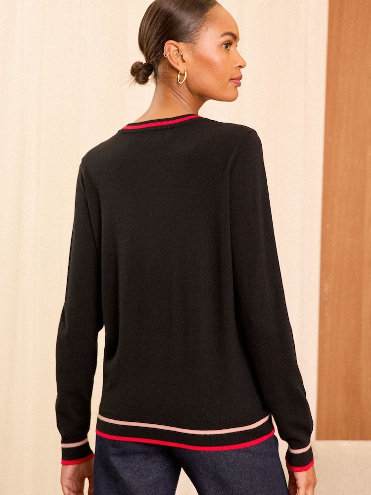 Love & Roses Black Fine Gauge Wrap Jumper - Image 4 of 4 Love & Roses Black Fine Gauge Wrap Jumper - Image 4 of 4