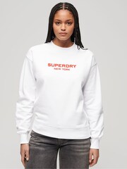 Superdry White 100% Cotton Sport Luxe Crew Sweatshirt - Image 1 of 6
