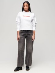 Superdry White 100% Cotton Sport Luxe Crew Sweatshirt - Image 2 of 6
