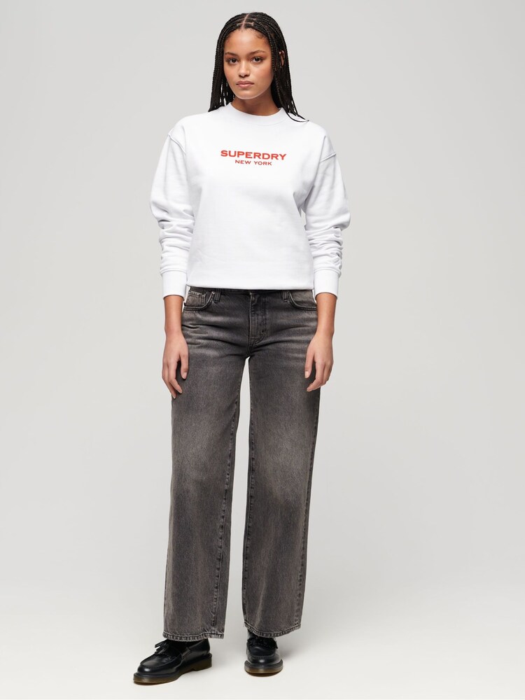 Superdry White 100% Cotton Sport Luxe Crew Sweatshirt - Image 2 of 6 Superdry White 100% Cotton Sport Luxe Crew Sweatshirt - Image 2 of 6