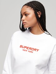 Superdry White 100% Cotton Sport Luxe Crew Sweatshirt - Image 3 of 6