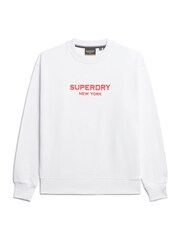 Superdry White 100% Cotton Sport Luxe Crew Sweatshirt - Image 4 of 6