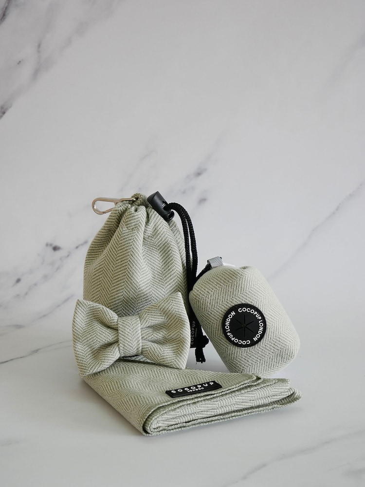 Cocopup Sage Tweed Dog Poop Bag Holder Bandana Bow Tie and Treat Pouch Bundle - Image 1 of 4 Cocopup Sage Tweed Dog Poop Bag Holder Bandana Bow Tie and Treat Pouch Bundle - Image 1 of 4