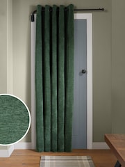 Green Soft Touch Chenille Super Thermal Eyelet Door Curtain - Image 1 of 5