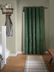 Green Soft Touch Chenille Super Thermal Eyelet Door Curtain - Image 2 of 5