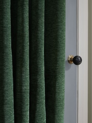 Green Soft Touch Chenille Super Thermal Eyelet Door Curtain - Image 5 of 5