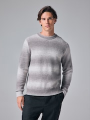 Grey Relaxed Fit Ombre Crew Jumper with Wool - Image 1 of 8