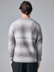 Grey Relaxed Fit Ombre Crew Jumper with Wool - Image 3 of 8