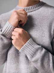 Grey Relaxed Fit Ombre Crew Jumper with Wool - Image 4 of 8