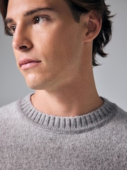 Grey Relaxed Fit Ombre Crew Jumper with Wool - Image 5 of 8