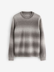 Grey Relaxed Fit Ombre Crew Jumper with Wool - Image 6 of 8