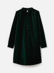 Joules Velvet Marlowe Green Nehru Collar Shirt Dress - Image 8 of 8