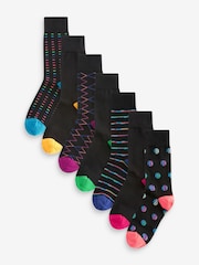 barvna črta Colour Pop; progast Geo - Moški Cotton Rich črna nogavice - Slika 1 iz 9