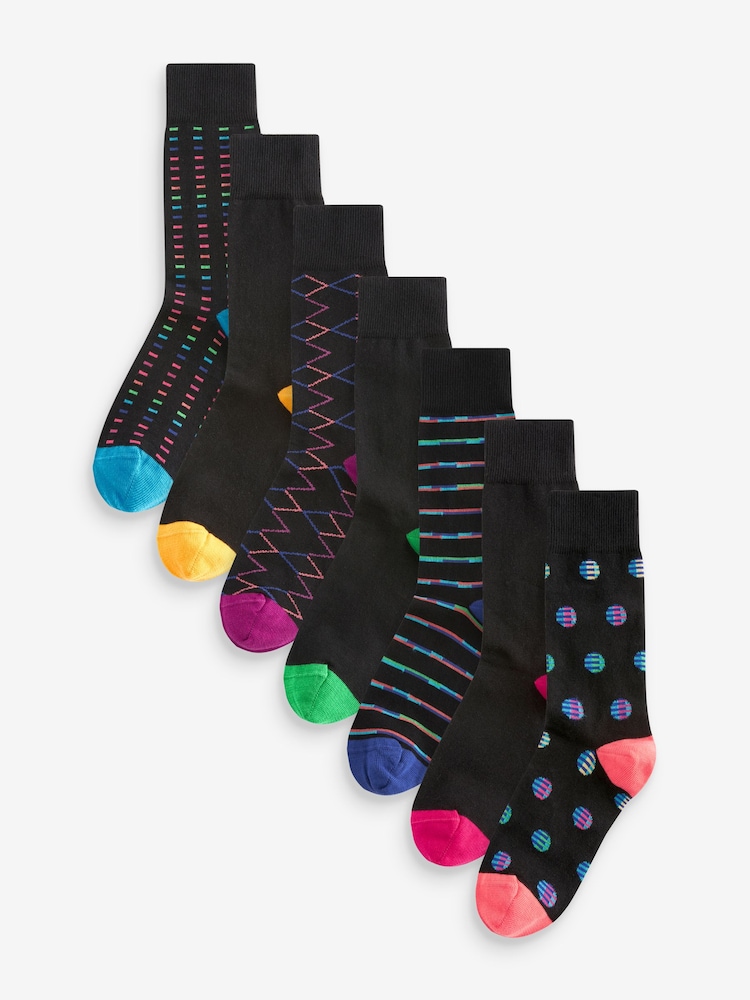 barvna črta Colour Pop; progast Geo - Moški Cotton Rich črna nogavice - Slika 1 iz 9