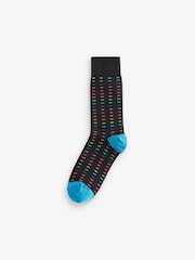 barvna črta Colour Pop; progast Geo - Moški Cotton Rich črna nogavice - Slika 3 iz 9