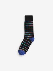 barvna črta Colour Pop; progast Geo - Moški Cotton Rich črna nogavice - Slika 4 iz 9