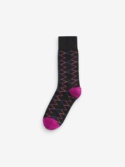 barvna črta Colour Pop; progast Geo - Moški Cotton Rich črna nogavice - Slika 6 iz 9