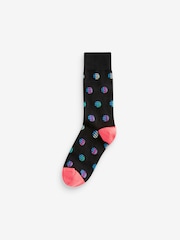 barvna črta Colour Pop; progast Geo - Moški Cotton Rich črna nogavice - Slika 8 iz 9