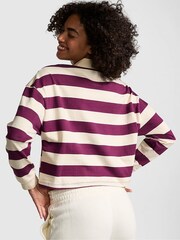 Victoria's Secret PINK Purple Rose Stripe Long Sleeve Rugby T-Shirt - Image 3 of 3