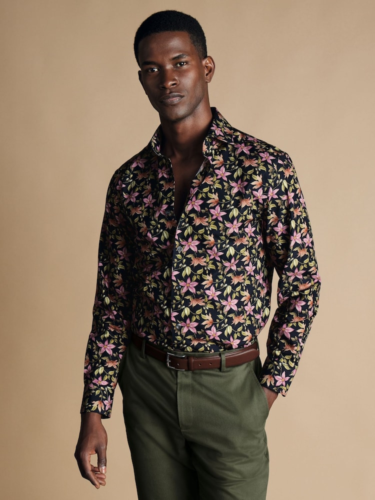 Charles Tyrwhitt Blue Classic Fit Liberty Fabric Floral Print 100% Cotton Shirt - Image 1 of 5