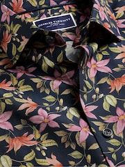 Charles Tyrwhitt Blue Classic Fit Liberty Fabric Floral Print 100% Cotton Shirt - Image 4 of 5