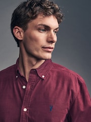 Burgundy Red Long Sleeve Cord 100% Cotton Oxford Shirt - Image 1 of 9