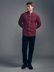 Burgundy Red Long Sleeve Cord 100% Cotton Oxford Shirt - Image 2 of 9