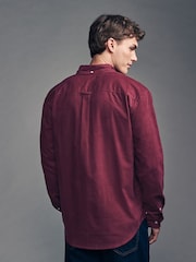 Burgundy Red Long Sleeve Cord 100% Cotton Oxford Shirt - Image 4 of 9
