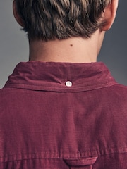 Burgundy Red Long Sleeve Cord 100% Cotton Oxford Shirt - Image 5 of 9