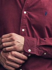 Burgundy Red Long Sleeve Cord 100% Cotton Oxford Shirt - Image 6 of 9