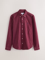 Burgundy Red Long Sleeve Cord 100% Cotton Oxford Shirt - Image 7 of 9