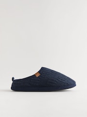 Navy Knitted Mules Slippers - Image 1 of 6
