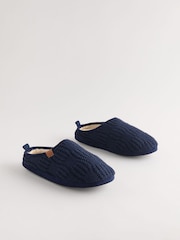 Navy Knitted Mules Slippers - Image 2 of 6