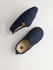Navy Knitted Mules Slippers - Image 3 of 6