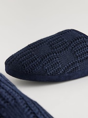 Navy Knitted Mules Slippers - Image 5 of 6