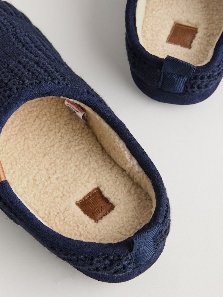 Navy Knitted Mules Slippers - Image 6 of 6