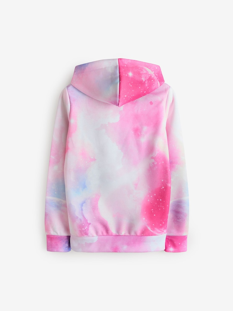 Różowy - Hype. Girls Pink Space 100% Cotton Hoodie - Image 2 of 3