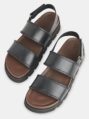 Whistles Black Whipstitch Ruben Touch Fasten Sandals - Image 2 of 4