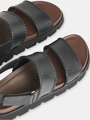 Whistles Black Whipstitch Ruben Touch Fasten Sandals - Image 3 of 4