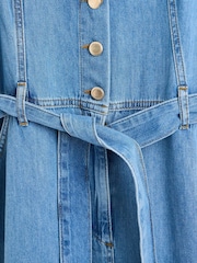 Oliver Bonas Blue Denim Puff Sleeve Jumpsuit - Image 8 of 9