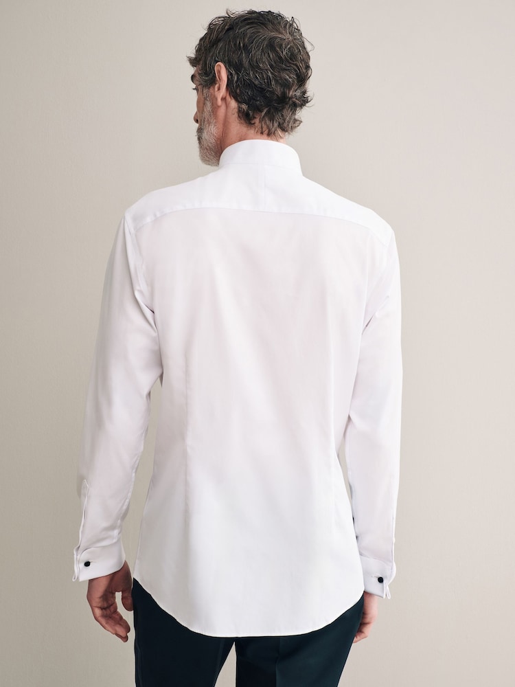 Blanc - Chemises Signature 100% coton égyptien Col élégante Col déchiré - Image 3 of 8