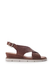 Moda in Pelle Brown Keela Leather Weave Crossover Sandals - Image 1 of 4