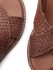 Moda in Pelle Brown Keela Leather Weave Crossover Sandals - Image 3 of 4