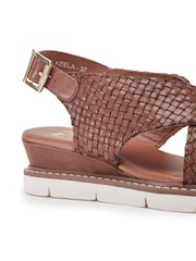 Moda in Pelle Brown Keela Leather Weave Crossover Sandals - Image 4 of 4