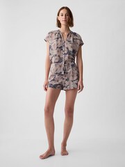 Gap Blue Floral Crinkle Cotton Short Sleeve Pyjama Top - Image 3 of 4