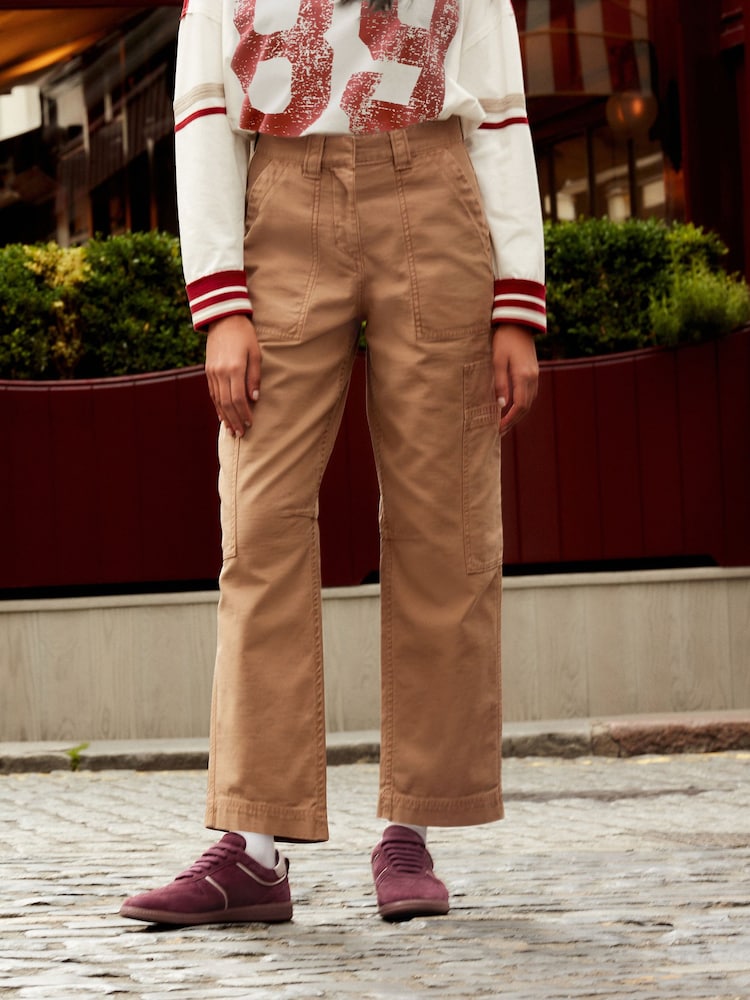 Camel Barrel 100% Cotton Trousers - Image 2 of 10