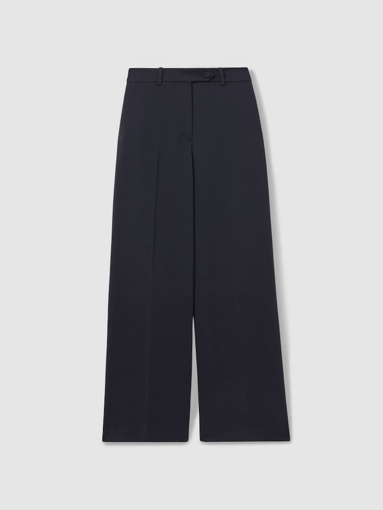 Reiss Navy Solene Wide Leg Split Hem Trousers - Image 2 of 6