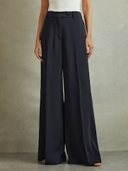 Reiss Navy Solene Wide Leg Split Hem Trousers - Image 4 of 6